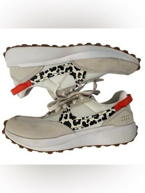 🐆 Nike Waffle One SE Leopard Sneakers with Orange Heel Tab - Size 8